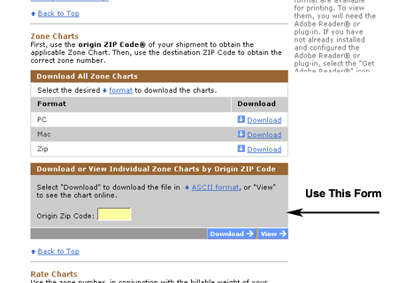 Ups Zip Code To Zip Code Chart